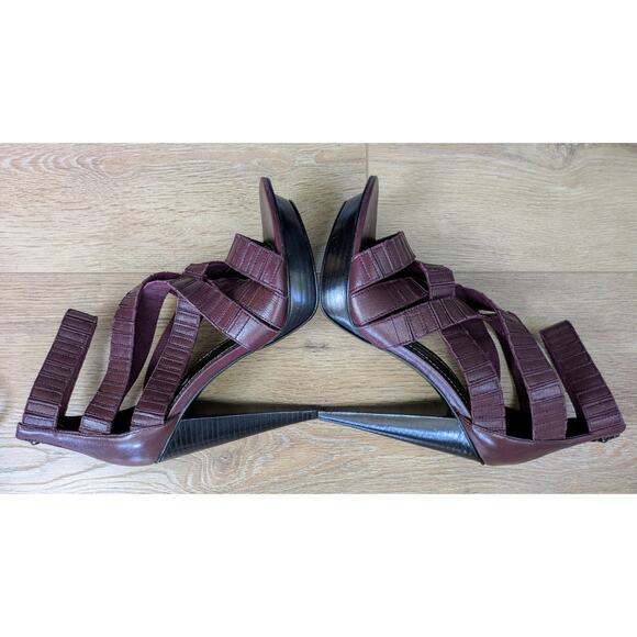 Report Signature Ditmar Leather Strappy Platform Sandal Heels 9 Purple Baddie - Picture 7 of 15